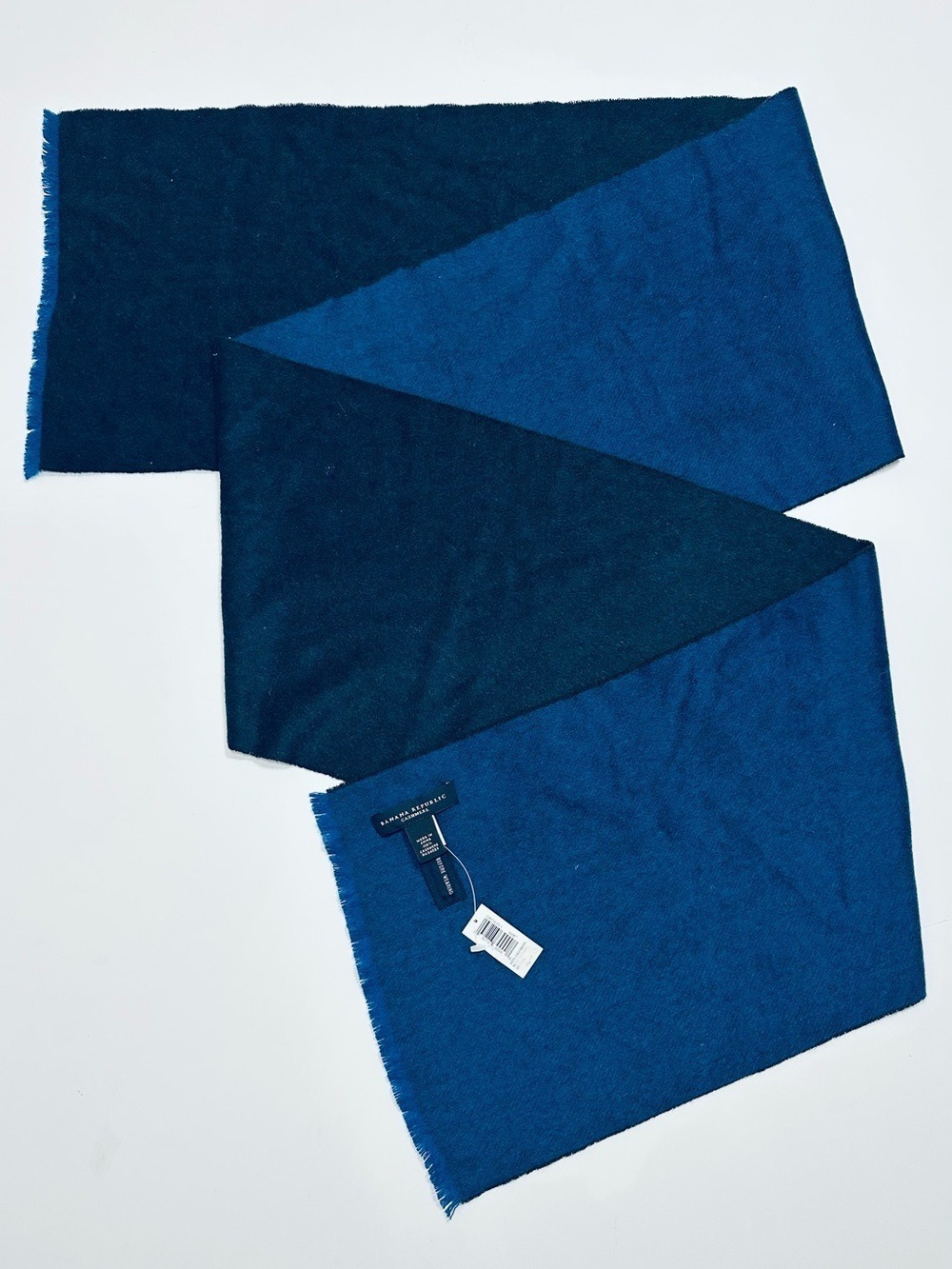 BANANA REPUBLIC BLACK & COBALT BLUE 100% CASHMERE LUX SCARF NW - Picture 2 of 7
